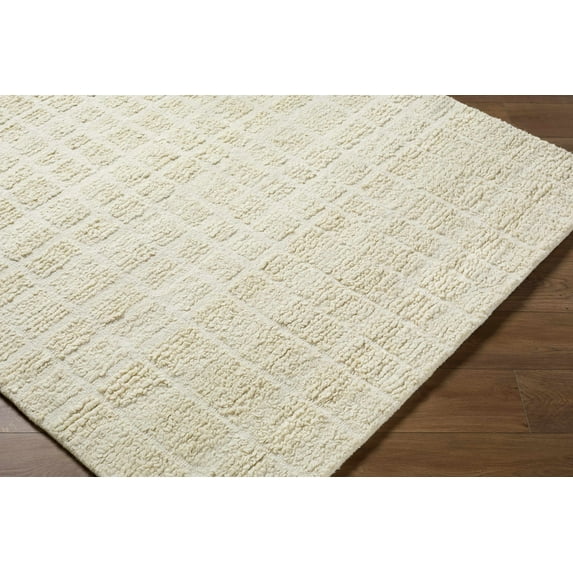 Hauteloom Asahel Wool Living Room, Bedroom Area Rug - Bohemian, Transitional - Ivory, Cream, Beige - 6' x 9'
