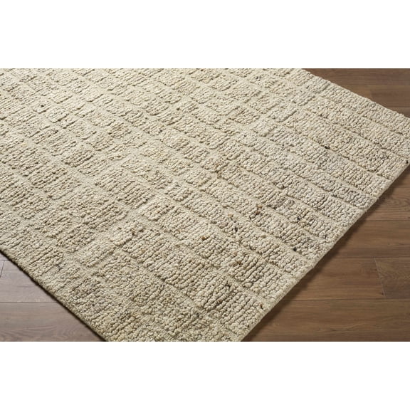 Hauteloom Asahel Wool Living Room, Bedroom Area Rug - Bohemian, Transitional - Ivory, Taupe, Stone Gray - 2' x 3'