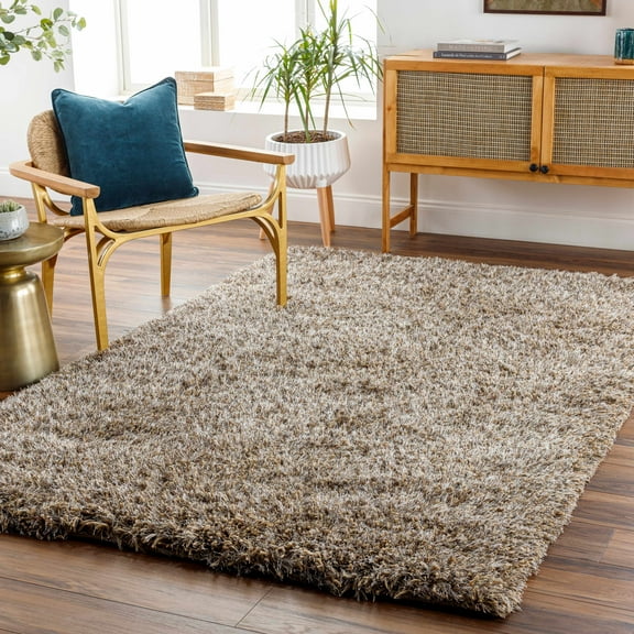 Hauteloom Ascot Wool Living Room, Bedroom Area Rug - Shag - Plush Pile - Gray, Beige, Green - 2' x 3'
