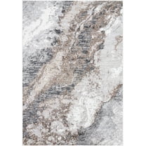 Hauteloom Ashlee Living Room, Bedroom Area Rug - Contemporary - High Pile - Light Gray, Medium Gray, Medium Brown - 2' x 2'11"