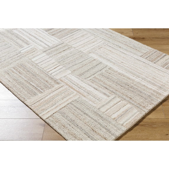Hauteloom Ashtyn Wool Living Room, Bedroom Area Rug - Traditional, Transitional - Beige, Cream, Taupe - 2' x 3'