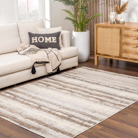 Hauteloom Asmara Living Room, Bedroom Area Rug - Contemporary - Brown, Ash, Sterling Gray - 5'3" x 7'