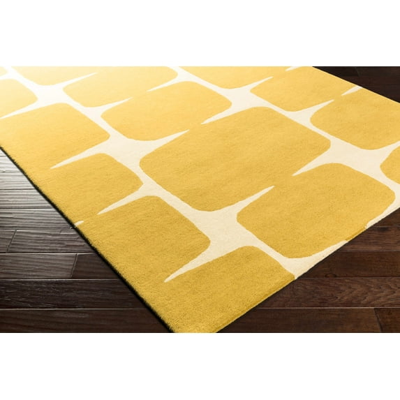 Hauteloom Astor Wool Living Room, Bedroom Area Rug - Contemporary - Mustard, Cream - 18" x 18" Sample