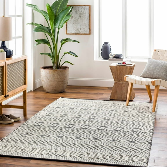 Hauteloom Asuka Wool Living Room, Bedroom Area Rug - Multi, Ivory, Gray - 6' x 9'