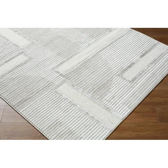 Hauteloom Atalie Living Room, Bedroom Area Rug - Contemporary - Ivory, White, Light Gray - 5'3" x 7'