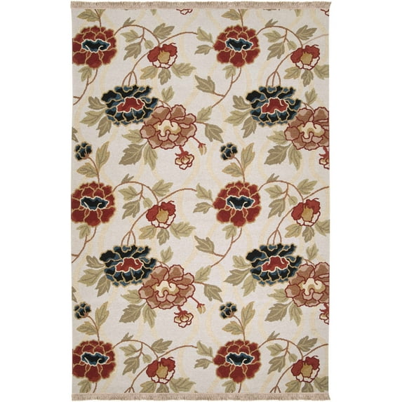 Hauteloom Atkins Wool Living Room, Bedroom Area Rug - Farmhouse - Beige, Black, Brick Red - 8' x 10'