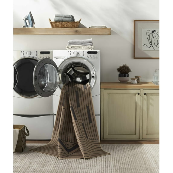 Hauteloom Atle Natural Jute Looking Recycled Material Living Room, Bedroom Area Rug - Geometric - Machine Washable - Brown, Black - 2' x 3'