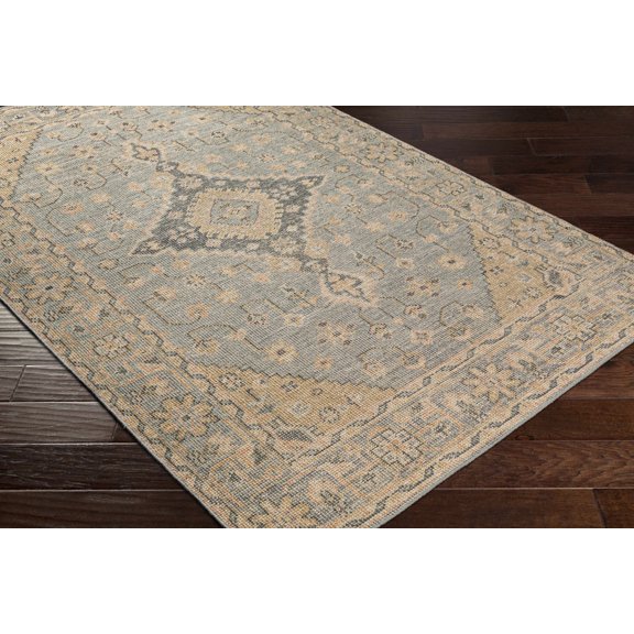 Hauteloom Attwood Wool Living Room, Bedroom Area Rug - Traditional - Blush, Medium Gray, Peach - 2' x 3'