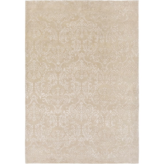 Hauteloom Aubrey Wool Living Room, Bedroom Area Rug - Transitional - Taupe - 6' x 9'
