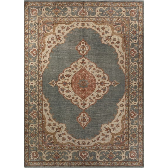 Hauteloom Auburn Wool Living Room, Bedroom Area Rug - Traditional - Orange, Green, Red - 8' x 11'