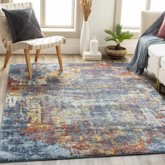 Hauteloom Auckley Living Room, Bedroom Area Rug - Modern - Gray, Beige, Red - 7'10" x 10'3"