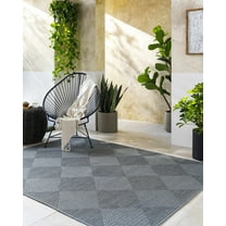 Hauteloom Aulani Living Room, Bedroom Patio Outdoor Area Rug - Contemporary - Gray, Lunar Green - 6'7" x 9'
