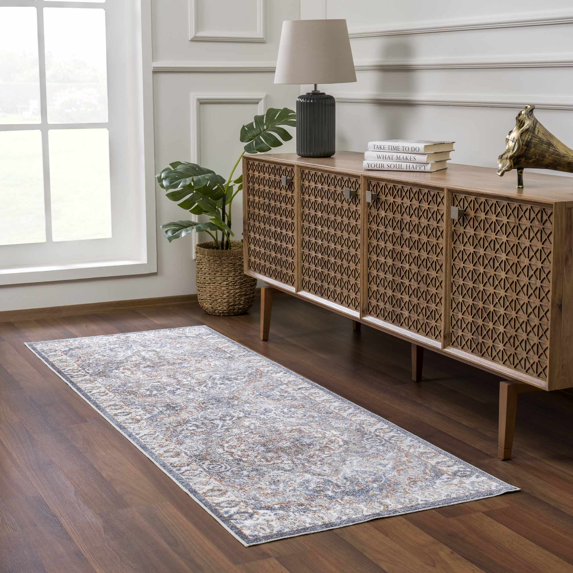 Hauteloom Aurum Hallway, Kitchen Machine Washable Runner Rug - Green, Gray, Purple - 2'7" x 7'3"