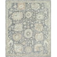 thumbnail image 1 of Hauteloom Auryon Boho Hand Tufted Natural Fiber Wool Area Rug - Traditional Floral Carpet for Living Room, Bedroom, Dining Room - Gray Blue, Off White - 5' x 7'6", 1 of 2