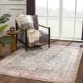 thumbnail image 1 of Hauteloom Avel Living Room, Bedroom Machine Washable Area Rug - Traditional Bohemian Carpet - Boho Vintage Distressed - Bordered - Burgundy, Blue, Beige - 4'10" x 5'11", 1 of 17