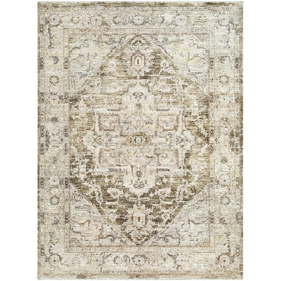 Hauteloom Avelyn Living Room, Bedroom Area Rug - Traditional - Dark Brown, Cream, Medium Gray - 5'3" x 7'