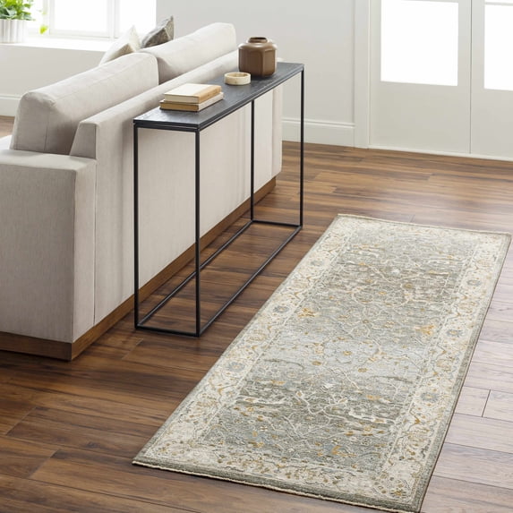 Hauteloom Aviva Hallway, Kitchen Runner Rug - Green, Gray - 2'7" x 7'3"