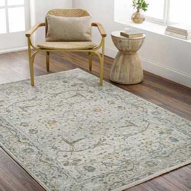 Hauteloom Aviva Living Room, Bedroom Area Rug - Gray, Ivory, Green - 7'10" x 10'3"