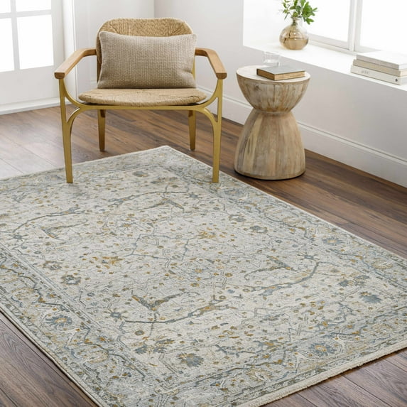 Hauteloom Aviva Living Room, Bedroom Area Rug - Gray, Ivory, Green - 9' x 12'2"