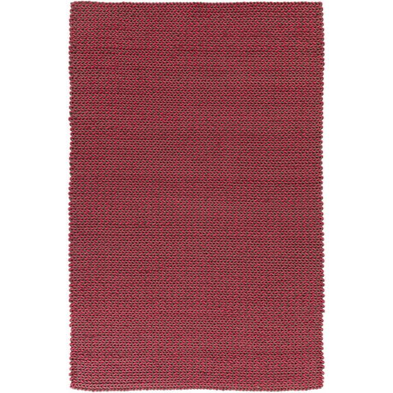 Hauteloom Axis Wool Living Room, Bedroom Area Rug - Solid & Striped - High Pile - Dark Pink, Dark Red - 2' x 3'