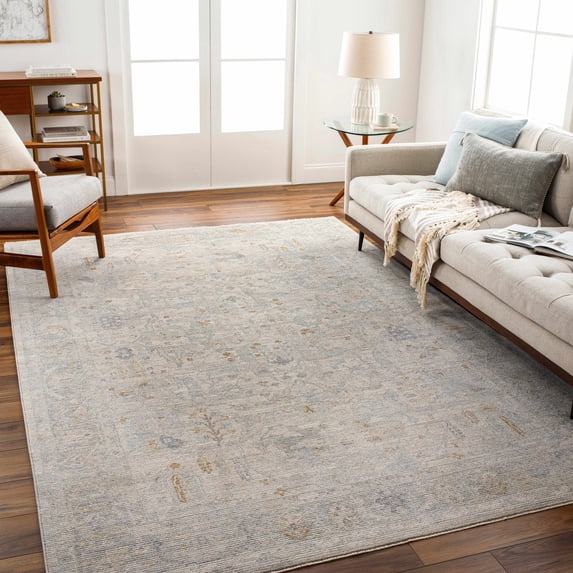 Hauteloom Ayarn Living Room, Bedroom Area Rug - Gray, Green - 6'7"-Round