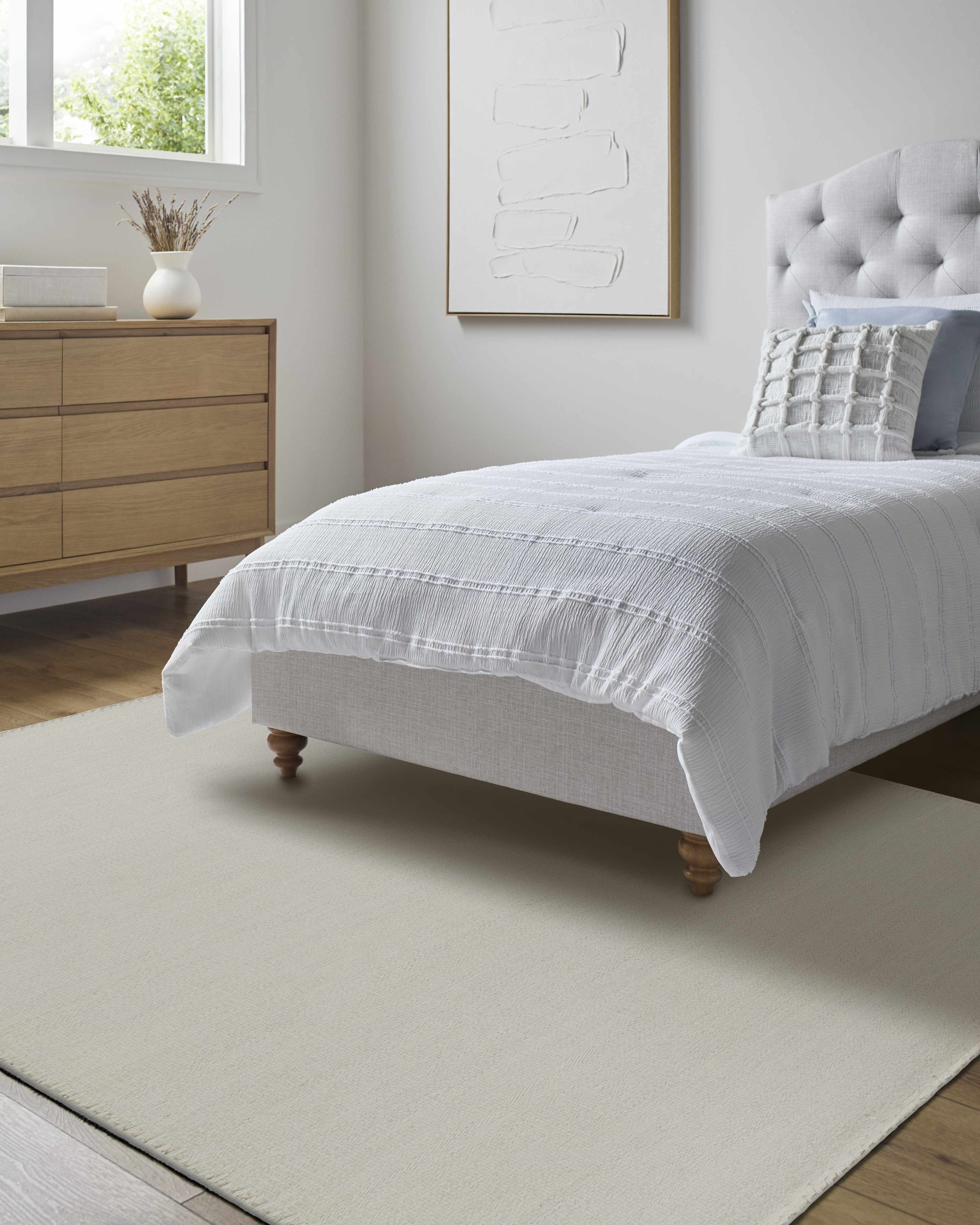 Hauteloom Ayumu Wool Living Room, Bedroom Area Rug - Bohemian, Transitional - Ivory, Cream, Ecru - 6' x 9'