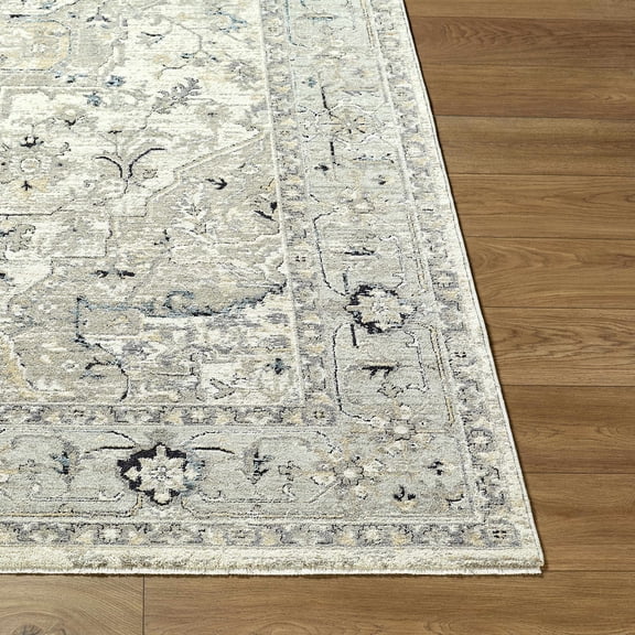 Hauteloom Ayzize Living Room, Bedroom Area Rug - Traditional - Ivory, Slate Gray, Taupe - 2' x 2'11"