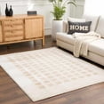 thumbnail image 1 of Hauteloom Baback Checkered Area Rug - Modern Geometric Square Tiles Carpet for Living Room, Kids Room, Nursery - Machine Washable - High Pile - Peach, Beige - 5'3" x 7' (5x7 Area Rug), 1 of 12