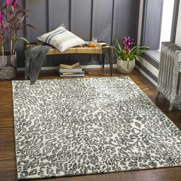 Hauteloom Baggs Wool Living Room, Bedroom Area Rug - Contemporary - Black, Charcoal, Peach - 18" Sample
