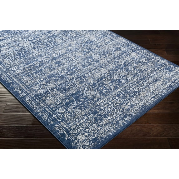Hauteloom Baldivis Living Room, Bedroom Bohemian Vintage Area Rug - Ancient Traditional Pattern Carpet - Blue, White - 7'10" x 10'