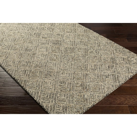 Hauteloom Barahan Wool Living Room, Bedroom Area Rug - Bohemian, Transitional - Ivory, Charcoal, Black - 18" x 18" Sample