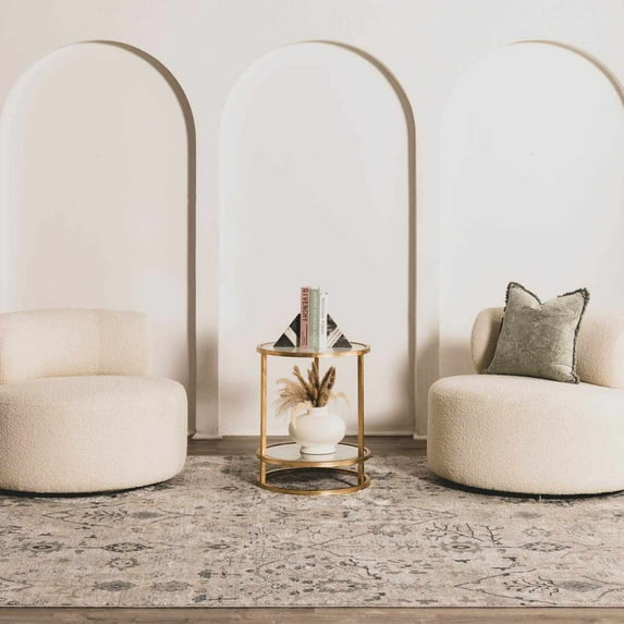 Hauteloom Barkisland Moroccan Farmhouse Living Room Bedroom Dining Room Large Area Rug - Bohemian Neutral Style - Traditional, Oriental, Blue, Grey, Beige - 12' x 15'