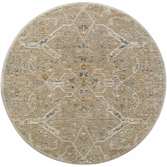 Hauteloom Barneyside Living Room, Bedroom Area Rug - Beige, Blue, Red - 6'7"-Round