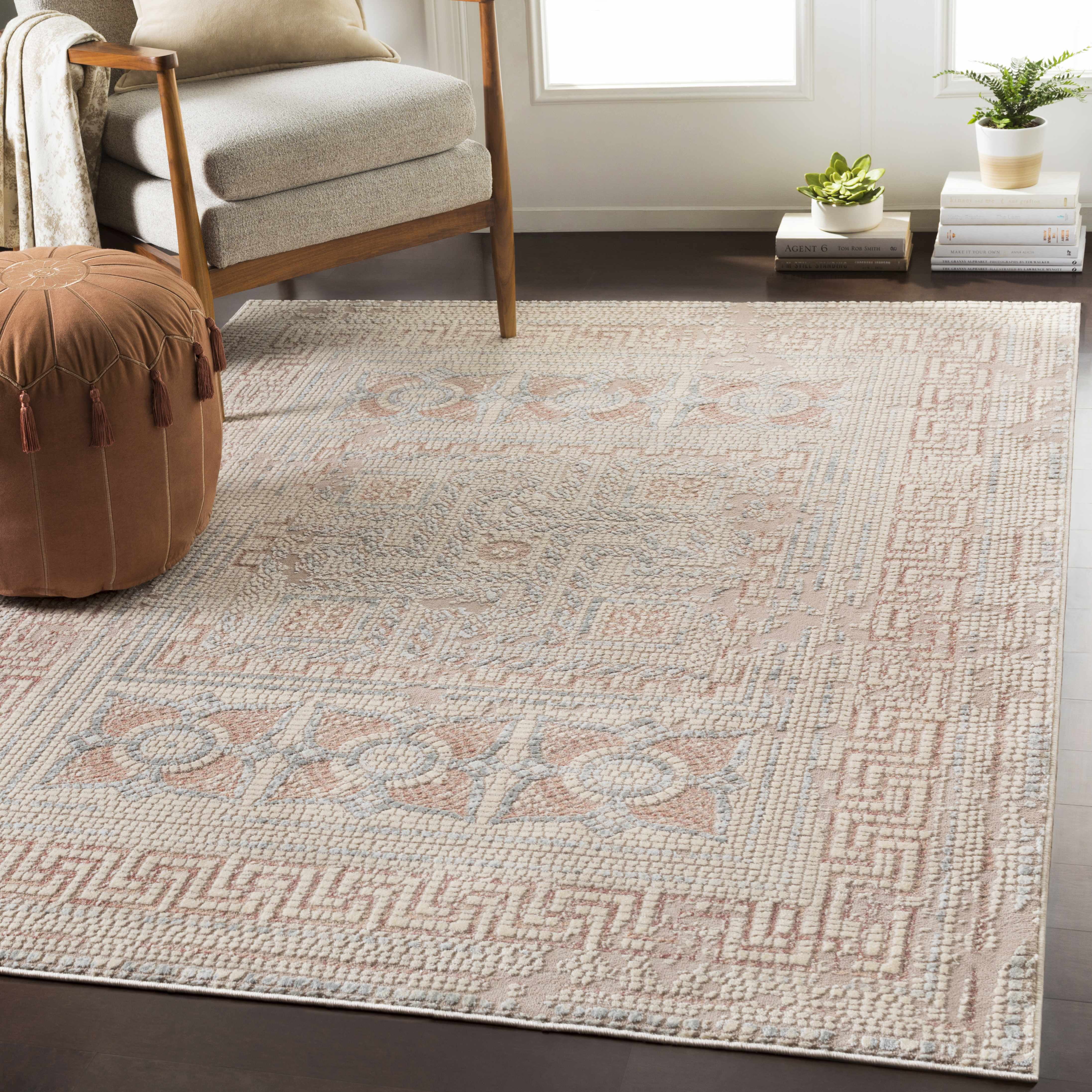 Hauteloom Barto Living Room, Bedroom Area Rug - Bohemian, Transitional - Plum, Medium Brown, Tan - 2' x 2'11"