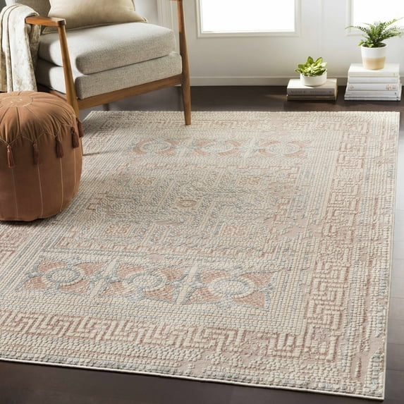 Hauteloom Barto Living Room, Bedroom Area Rug - Bohemian, Transitional - Plum, Medium Brown, Tan - 7'10" x 10'2"