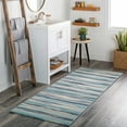 thumbnail image 1 of Hauteloom Basco Hallway, Kitchen Runner Rug - Modern Wavy Striped Carpet - Blue, Gray, Beige - 2'7" x 7'3", 1 of 12