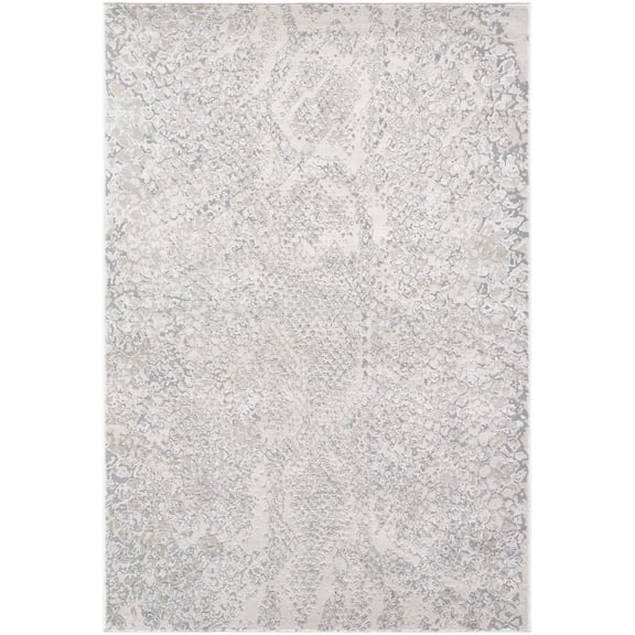 Hauteloom Basima Living Room, Bedroom Area Rug - Contemporary - Ivory, Light Slate, Cream - 7'10" x 10'