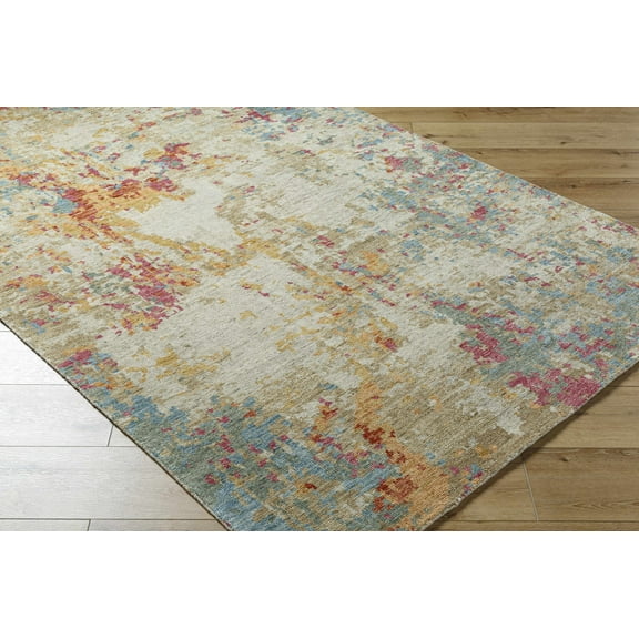 Hauteloom Bassano Wool Living Room, Bedroom Area Rug - Contemporary - Brick Red, Fuchsia, Peach - 2' x 3'