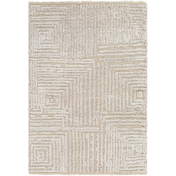 Hauteloom Bataquil Wool Living Room, Bedroom Area Rug - Contemporary - Cream, Beige - 9' x 12'