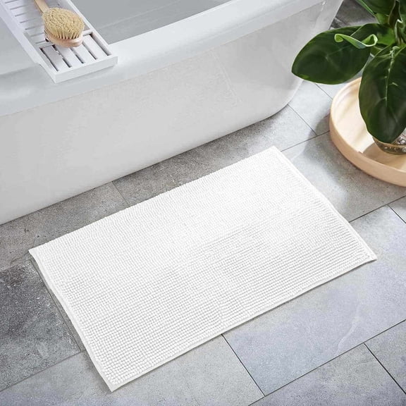 Hauteloom Bathroom Rug - Bath Mats for Bathroom - Non Slip Bathroom Runner Rug - Soft Absorbent Shaggy Washable - White - 24" x 36"