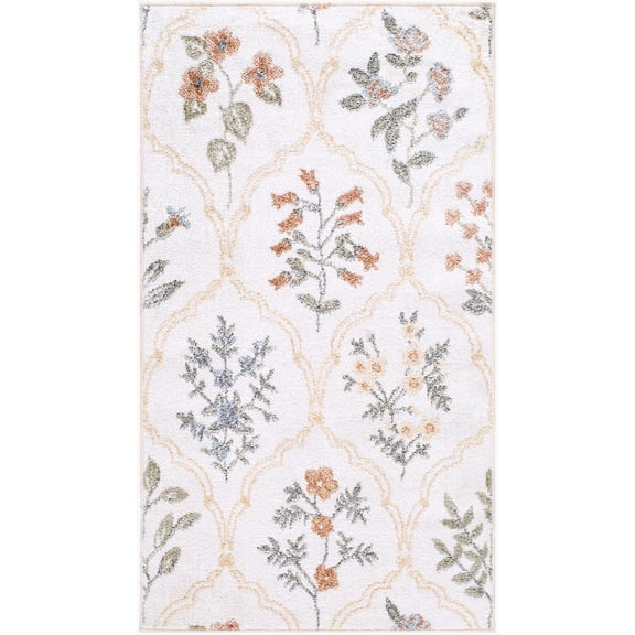 Hauteloom Baylor Living Room, Bedroom Machine Washable Area Rug - Contemporary - Ivory, Mustard, Olive - 6'7" Round