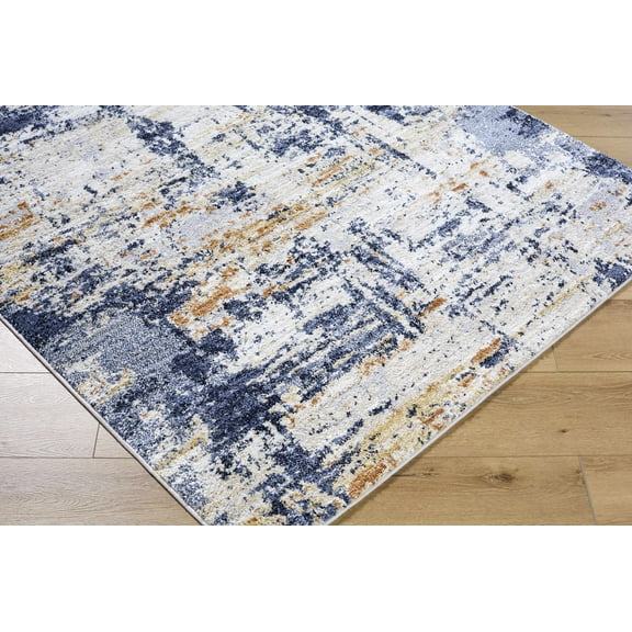 Hauteloom Bazyli Living Room, Bedroom Area Rug - Contemporary - High Pile - Ivory, Peach, Navy - 2' x 2'11"