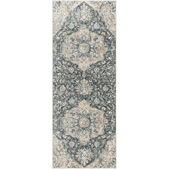 Hauteloom Beaudesert Hallway, Kitchen Runner Rug - Brown, Gray, Blue - 2'7" x 10'