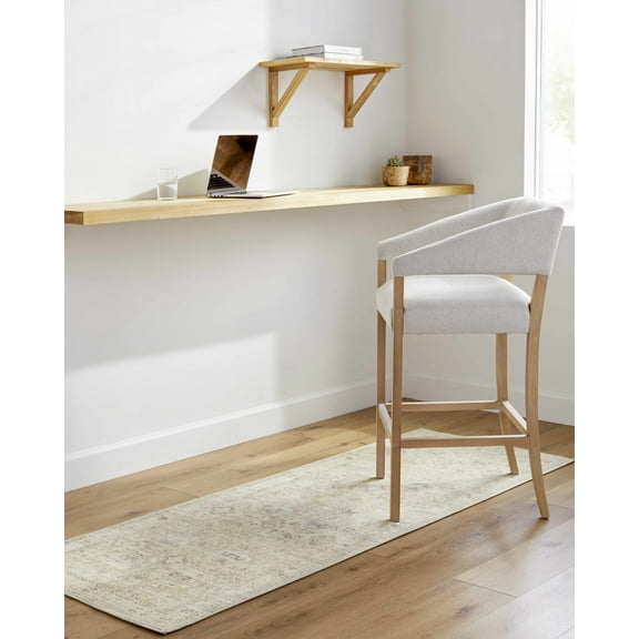 Hauteloom Nakia Bohemian Vintage Medallion Runner Rug - Damask Floral Fade Look Carpet for Hallway - Farmhouse - Ivory, Cream, Medium Brown - 2'7" x 7'3" (2x8 Runner Rug)