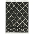 thumbnail image 1 of Hauteloom Berber Shag Collection - Ayden Farmhouse Small Area Rug, Doormat with Tassel - Fluffy Plush High Pile Carpet - Soft Shaggy Rug, Moroccan Trellis - Black, White, Beige - 2' x 3', 1 of 5