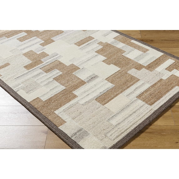 Hauteloom Berker Wool Living Room, Bedroom Area Rug - Contemporary - Beige, Taupe, Cream - 5' x 7'6"