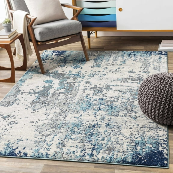 Hauteloom Beverly Living Room, Bedroom Area Rug - Modern - Blue, Gray - 10' x 14'