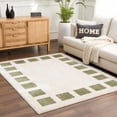 thumbnail image 1 of Hauteloom Beynon Contemporary Checkered Large Area Rug - Geometric Bordered Square Tiles Carpet for Living Room - Machine Washable Area Rug - High Pile - Cream, Green - 7'10" x 10' (8x10 Area Rug), 1 of 11