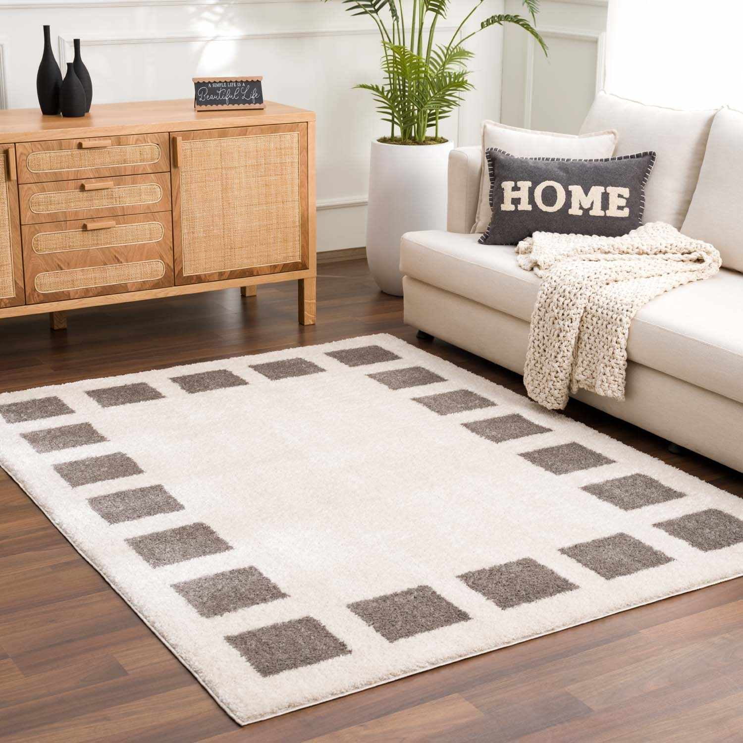 Large Area Textured Rug Hauteloom Beynon Contemporary Checkered Large Area Rug - Geometric ...