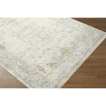 Hauteloom Bhavya Living Room, Bedroom Machine Washable Area Rug - Traditional - Muted Blue, Sage Green, Beige - 18" x 18" Sample